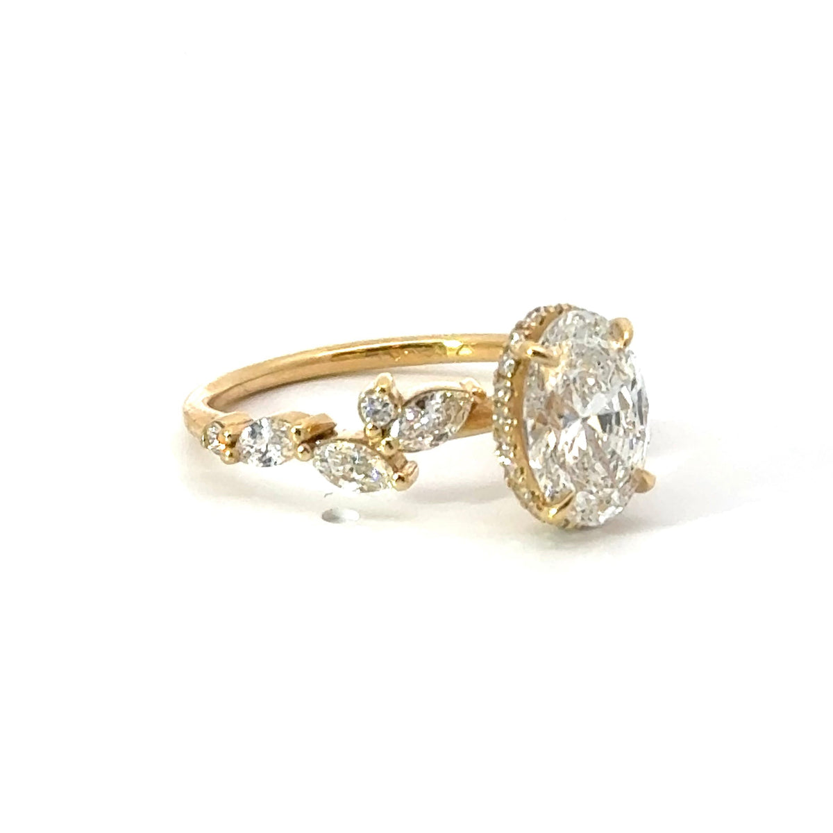 Oval Cut Diamond - Marquise Fancy Design with Reverse Halo- Choice of.50ct /.80ct / 1.00ct or 1.20ct - Hidden Halo