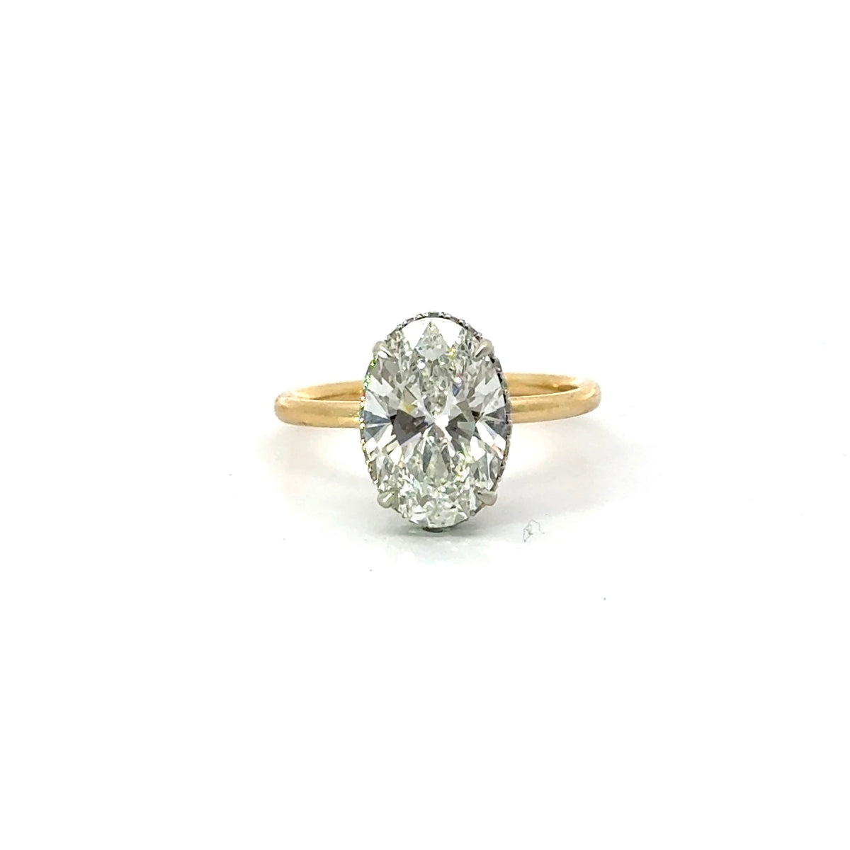 Oval Cut Diamond Wrap Around Reverse Halo Design- Choice of.50ct /.80ct / 1.00ct or 1.20ct Centre Diamond - Hidden Halo
