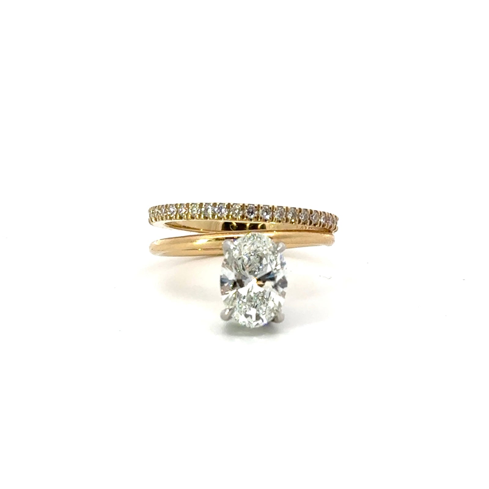 Oval Cut Engagement / Wedding Band Design- Choice of.50ct /.80ct / 1.00ct or 1.20ct Centre Diamond - Hidden Halo