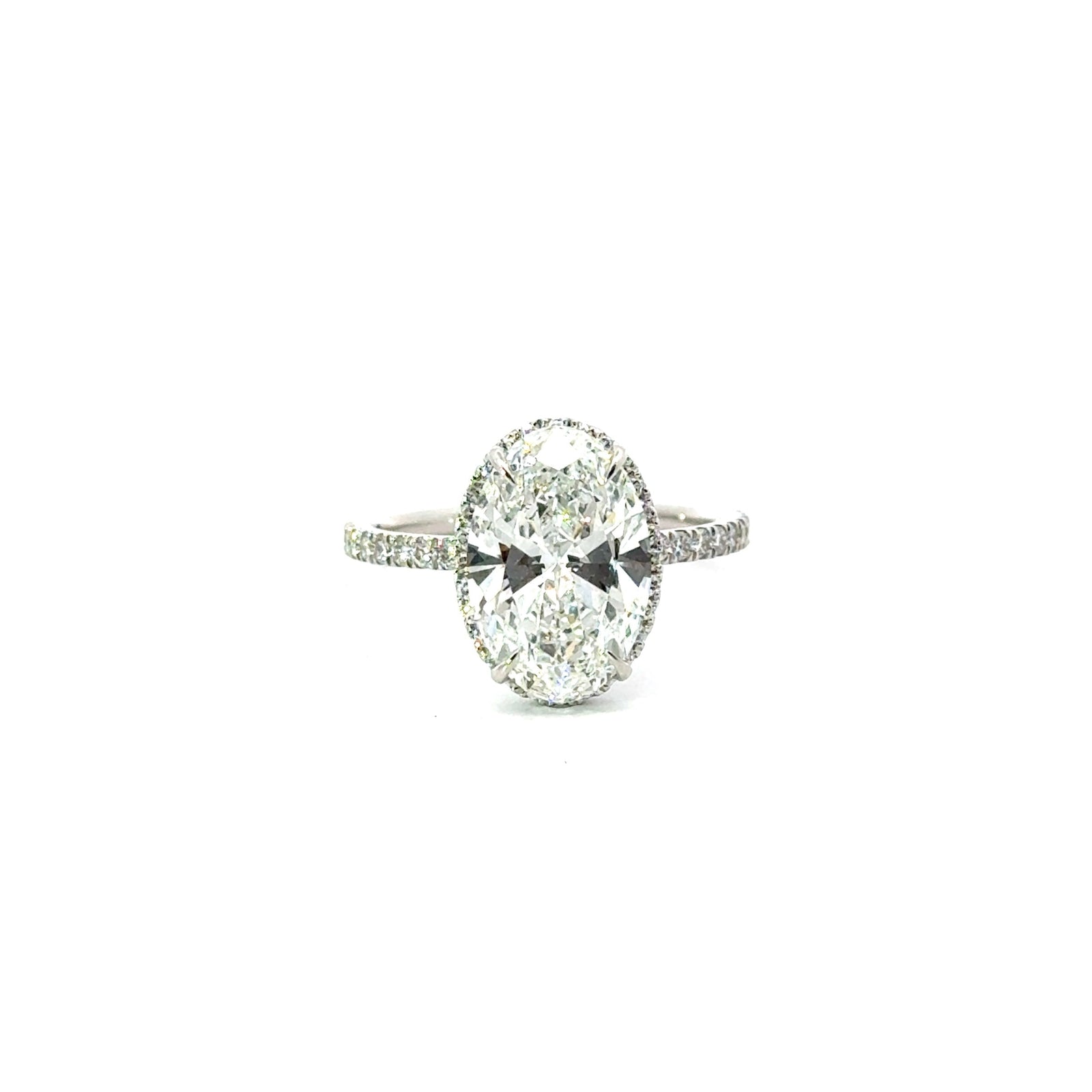 Oval Cut Hidden Halo and Italian Pave Engagement Ring Design- Choice of.50ct /.80ct / 1.00ct or 1.20ct Centre Diamond
