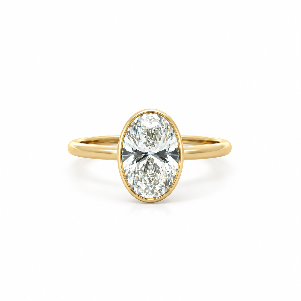 Oval Cut Lab Diamond - 1.50MM Tube Floating Bezel Design- Available in 1.00ct - 7.00ct - Hidden Halo Reverse Halo
