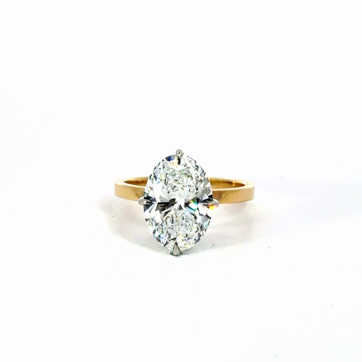 Oval Cut Lab Diamond - 2MM Cigar Band & Reverse Halo- Available in 1.00ct - 7.00ct - Lab Engagement Ring