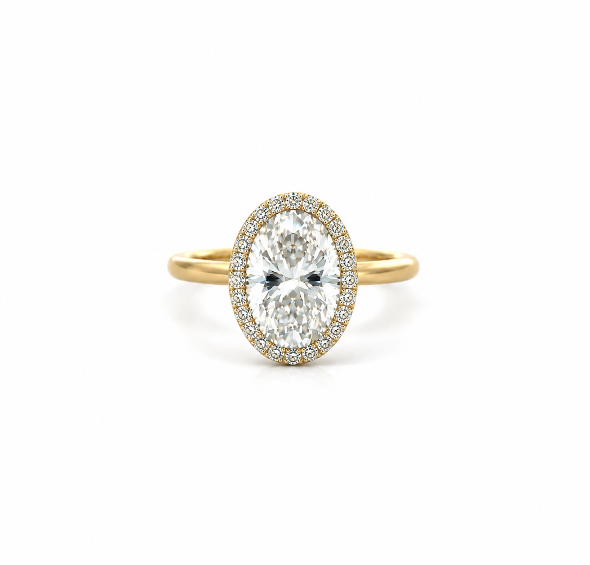 Oval lab diamond engagement ring, diamondboi seamless halo & 1.50mm tube design – view 1 of 3