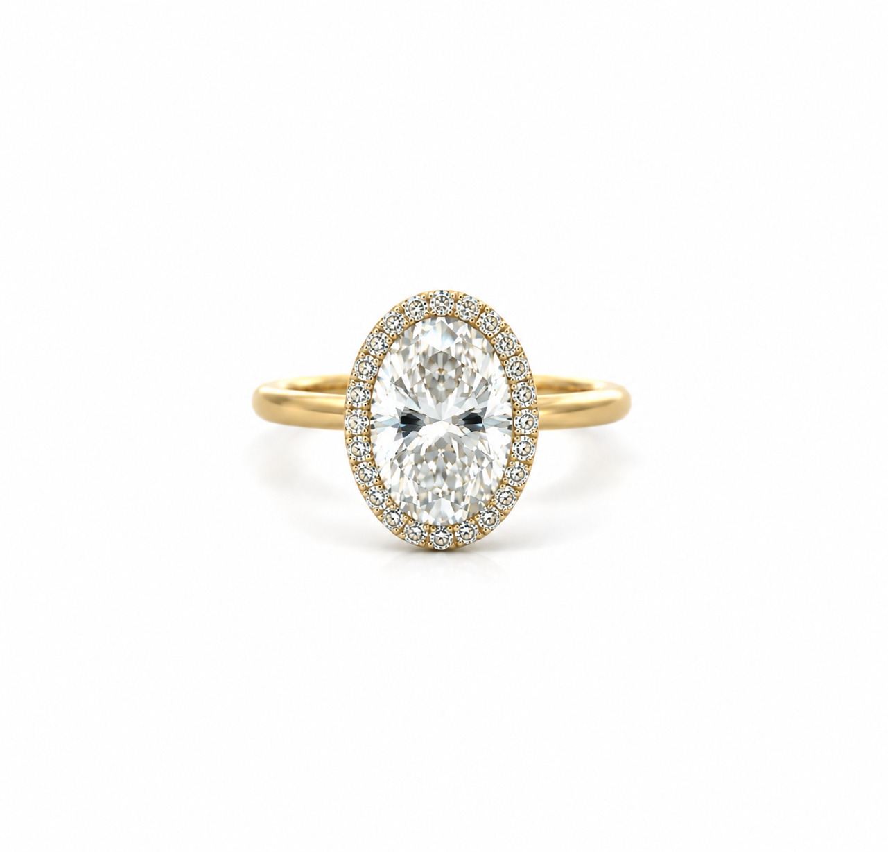 Oval lab diamond engagement ring, diamondboi seamless halo & 1.50mm tube design – view 1 of 3