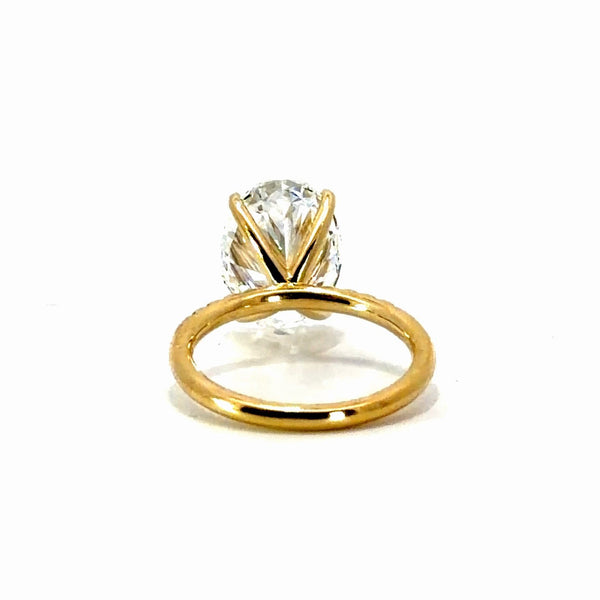 Oval Cut Lab Diamond Engagement Ring | 1/4 Diamond Shank with Plain Go ...