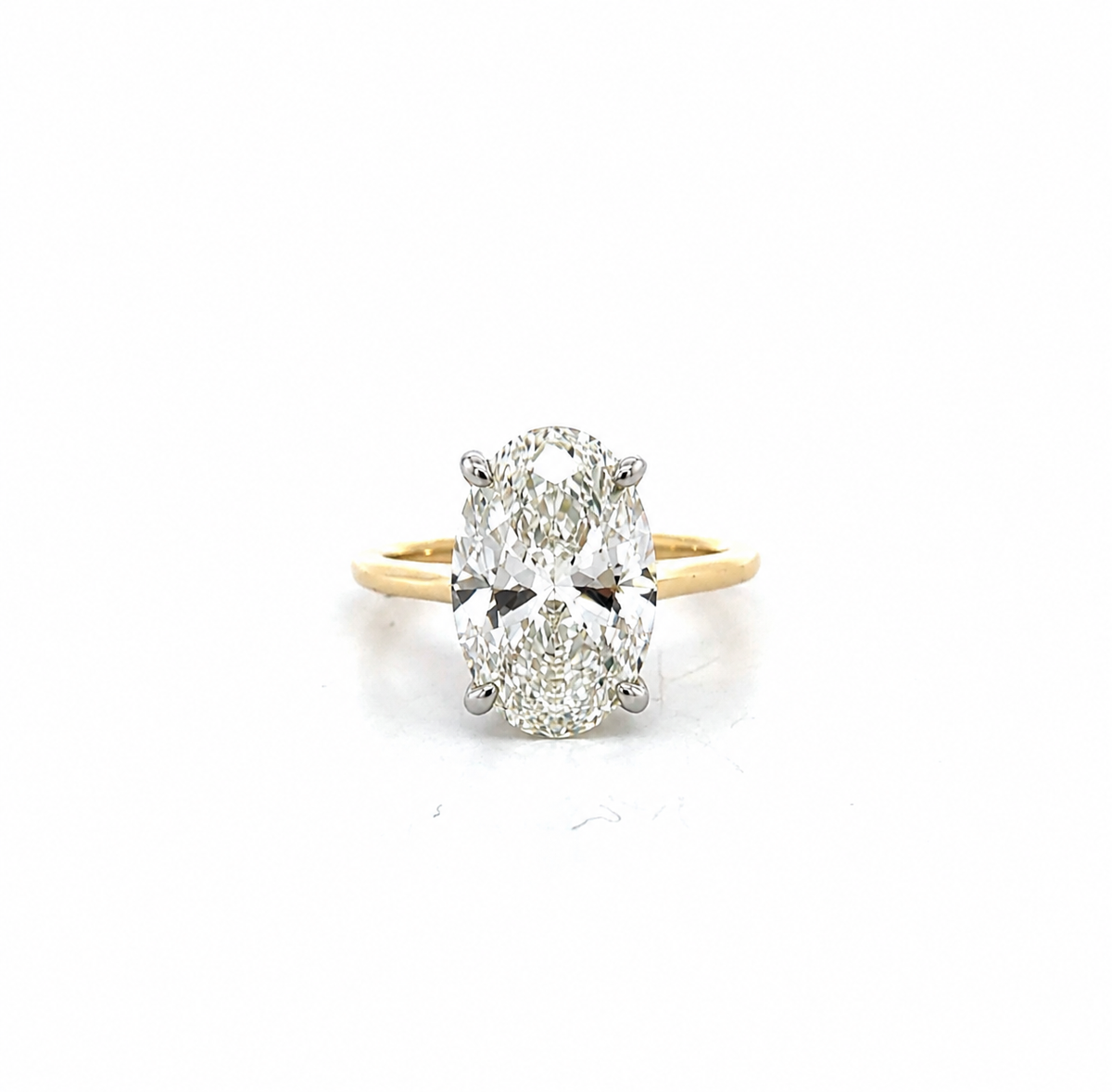 Oval Cut Lab Diamond Engagement Ring | 1.80MM Tube Shank | Cathedral | Diamond Encrusted Prongs - Lab Engagement Ring