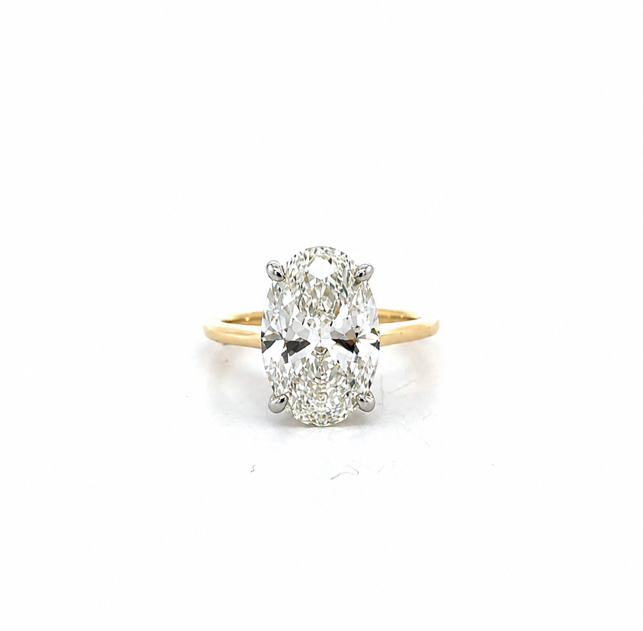 Oval Cut Lab Diamond Engagement Ring | 1.80MM Tube Shank | Cathedral | Diamond Encrusted Prongs - Lab Engagement Ring