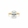 Oval Cut Lab Diamond Engagement Ring | Classic 1.50MM Tube Solitaire with Wrap-Around Reverse Halo | 18KT Gold - Hidden
