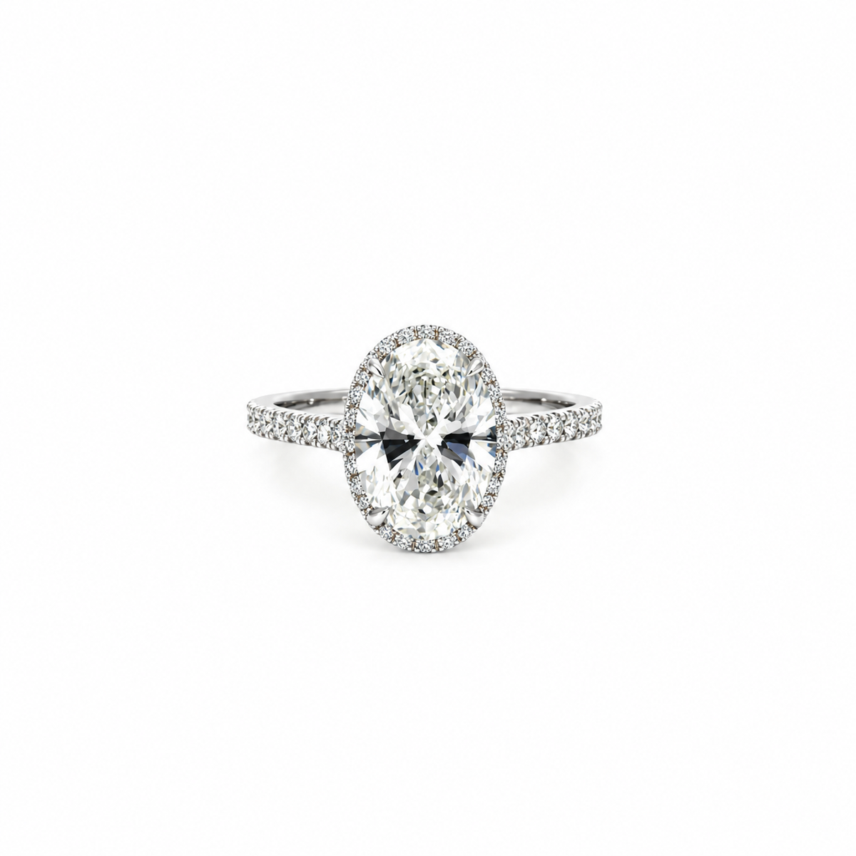 Oval Cut Lab Diamond Engagement Ring | Diamondboi Hidden Halo & Italian Pavé Design | 18KT Gold - Hidden Halo Reverse