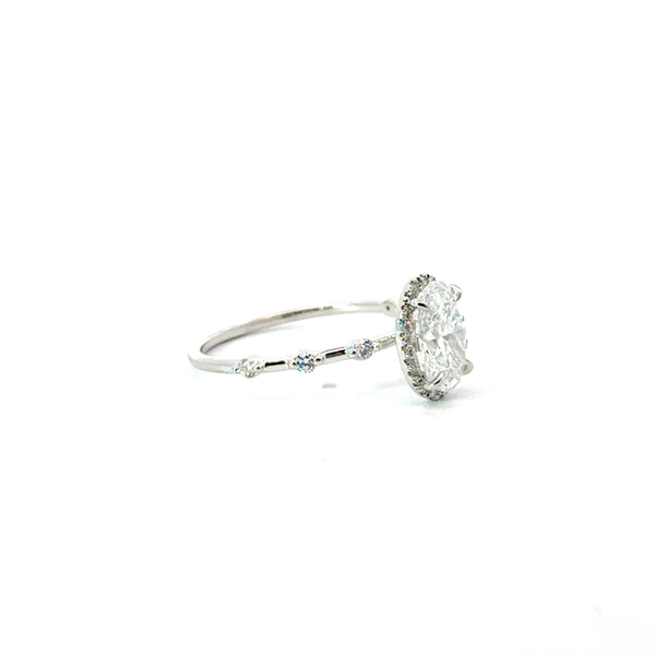 Oval Cut Lab Diamond Engagement Ring | Diamondboi Hidden Halo & Spaced ...