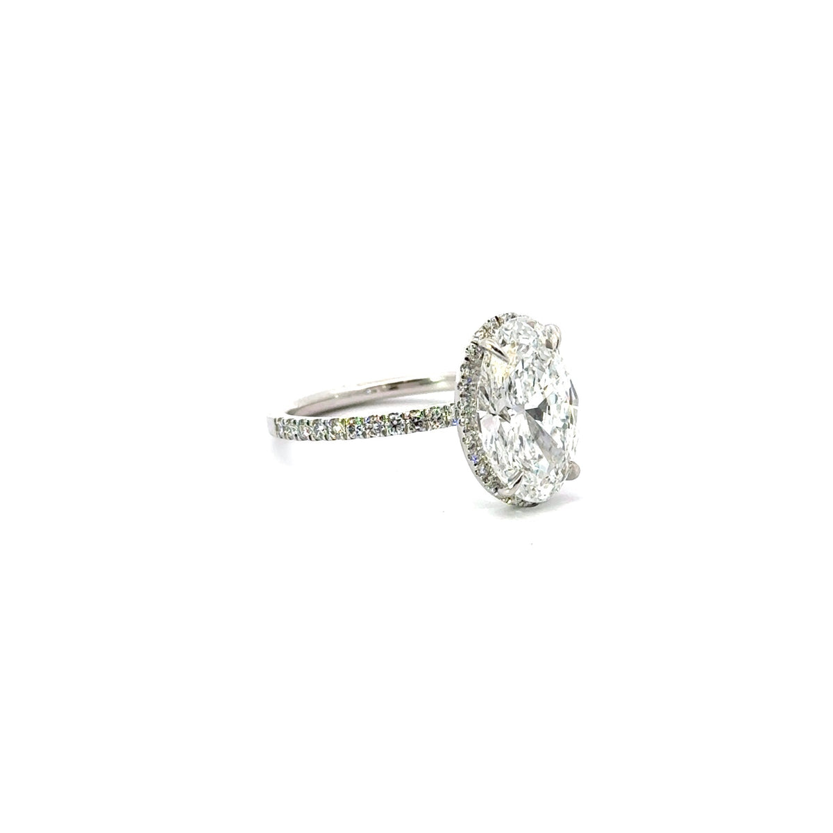 Oval Cut Lab Diamond - diamondboi Hidden Halo & Italian Pave Design - Available in 1.00ct - 7.00ct - Hidden Halo