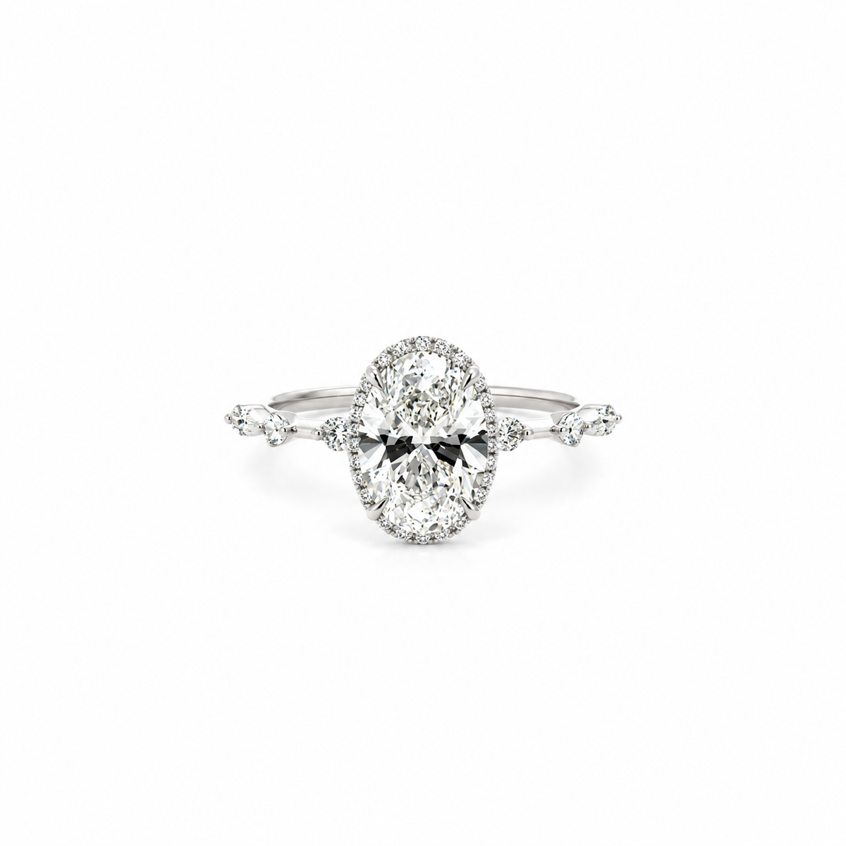 Oval Cut Lab Diamond Engagement Ring | Diamondboi Hidden Halo & Spaced-Out Diamond Design | 18KT Gold - Lab Engagement