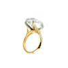Oval lab diamond ring with diamond-encrusted prongs, 18k yellow gold – angled view