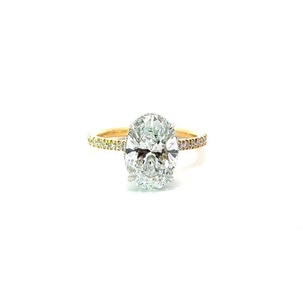 Oval Cut Lab Diamond Engagement Ring | Italian Pavé & Reverse Halo Des ...