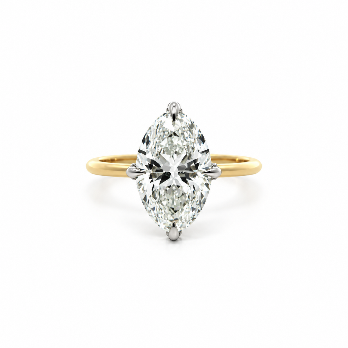 Oval lab diamond engagement ring, knife edge shank with reverse halo – view 1 of 3