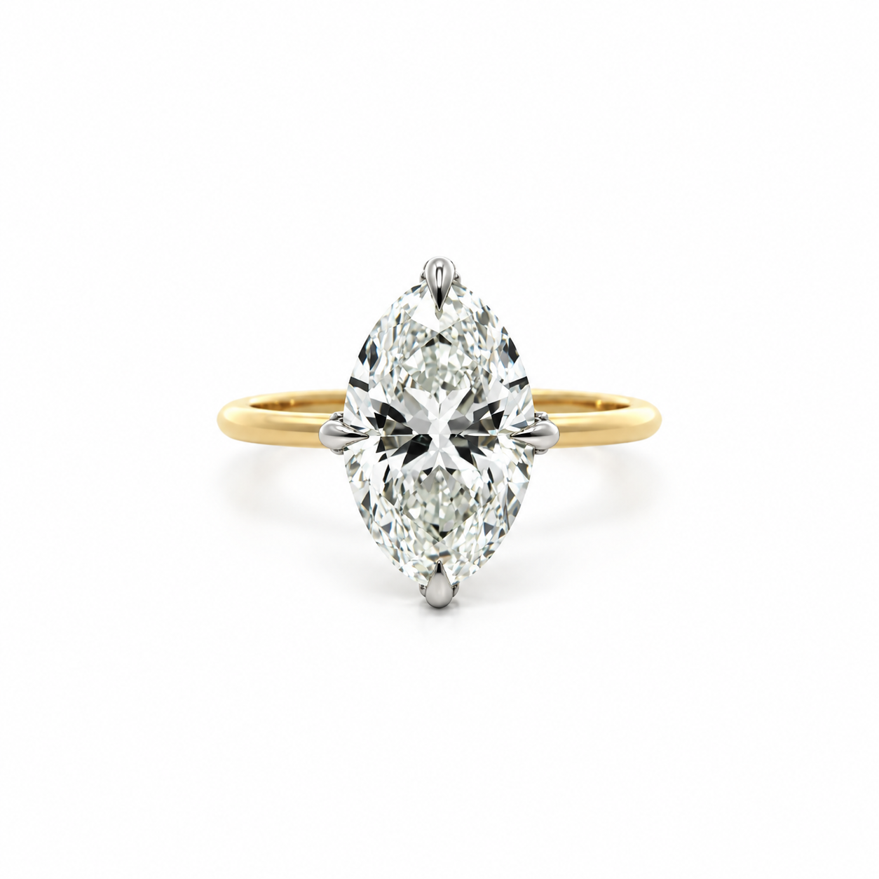 Oval lab diamond engagement ring, knife edge shank with reverse halo – view 1 of 3