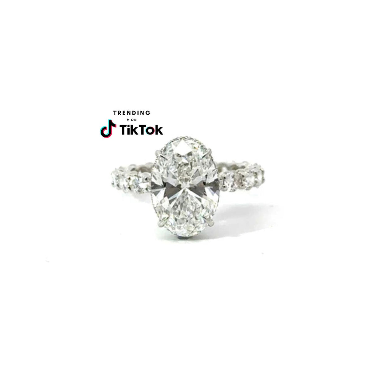 Oval Cut Lab Diamond - Round Diamond Illusion & Reverse Halo Design - Available in 1.00ct - 7.00ct - Hidden Halo