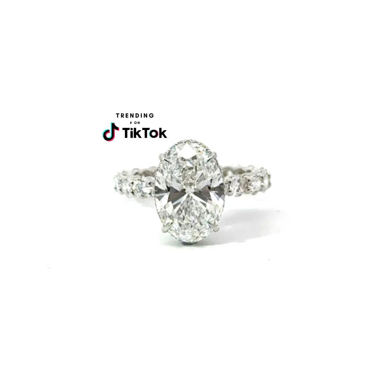 Oval Cut Lab Diamond - Round Diamond Illusion & Reverse Halo Design - Available in 1.00ct - 7.00ct - Hidden Halo