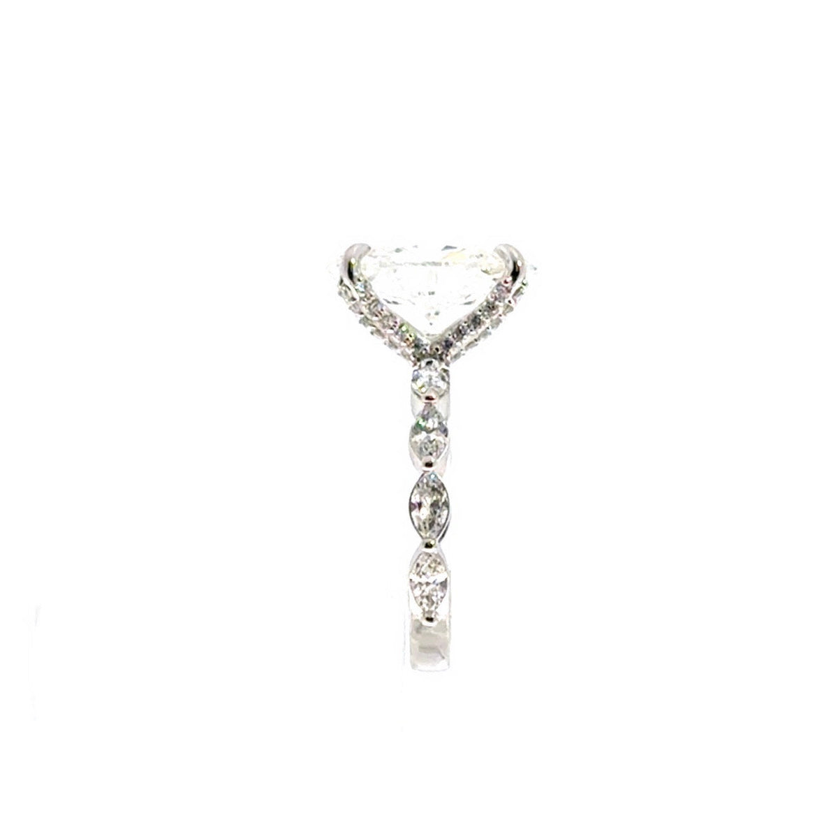 Oval Cut Lab Diamond - Marquise Diamond & Diamond Prong Design - Available in 1.00ct - 7.00ct - Lab Engagement Ring