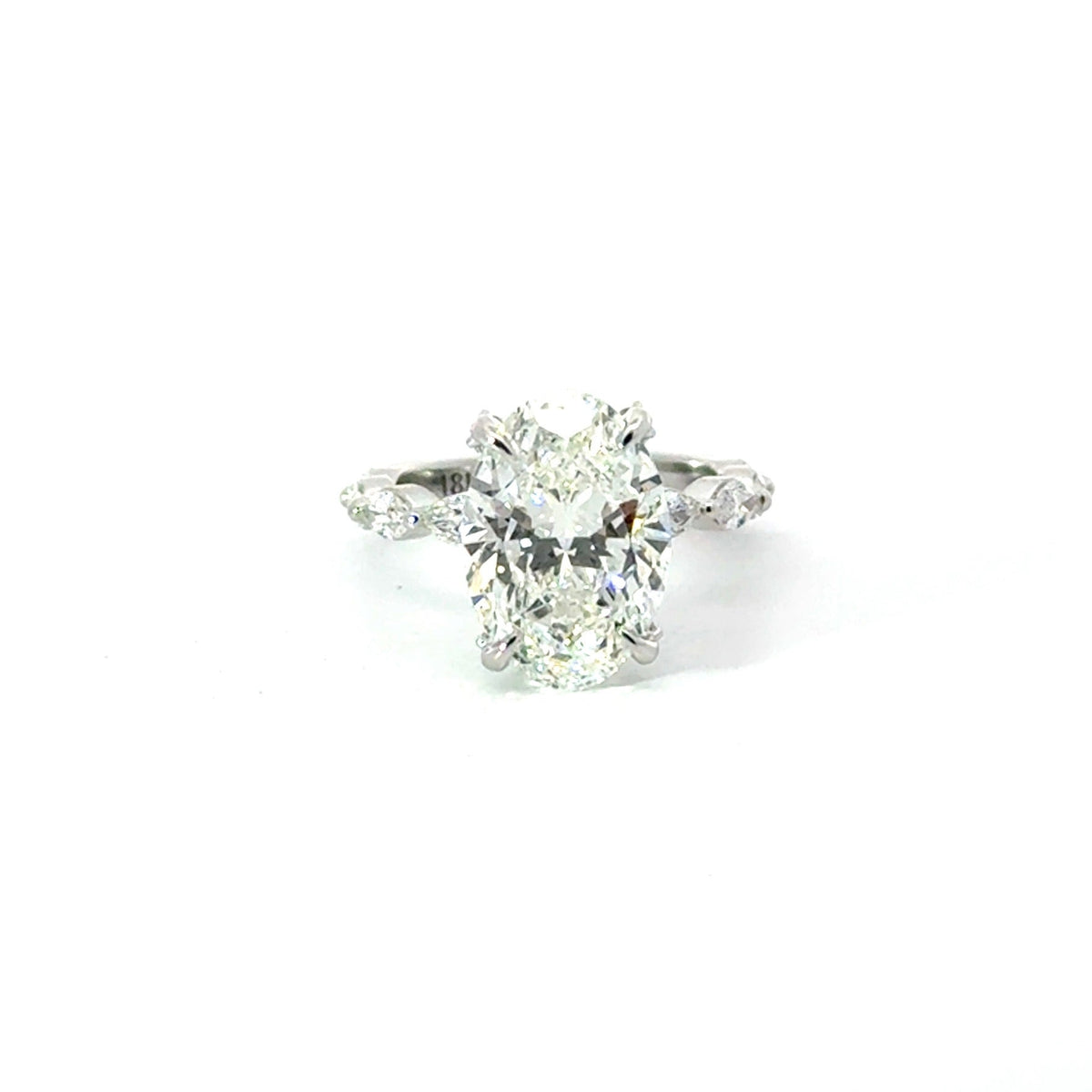 Oval Cut Lab Diamond - Marquise Diamond & Diamond Prong Design - Available in 1.00ct - 7.00ct - Lab Engagement Ring