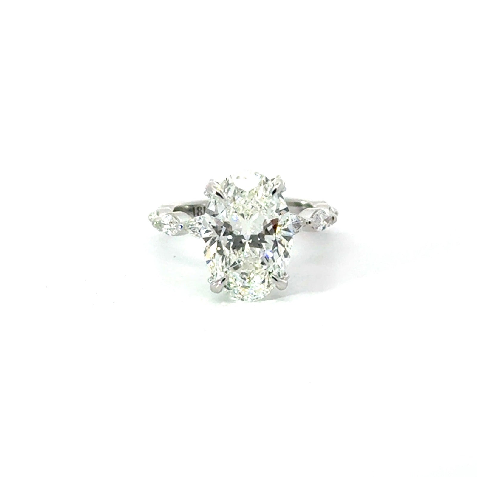 Oval Cut Lab Diamond - Marquise Diamond & Diamond Prong Design - Available in 1.00ct - 7.00ct - Lab Engagement Ring