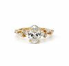 Oval lab diamond engagement ring, marquise, round leaf motif & reverse halo design – view 1 of 6