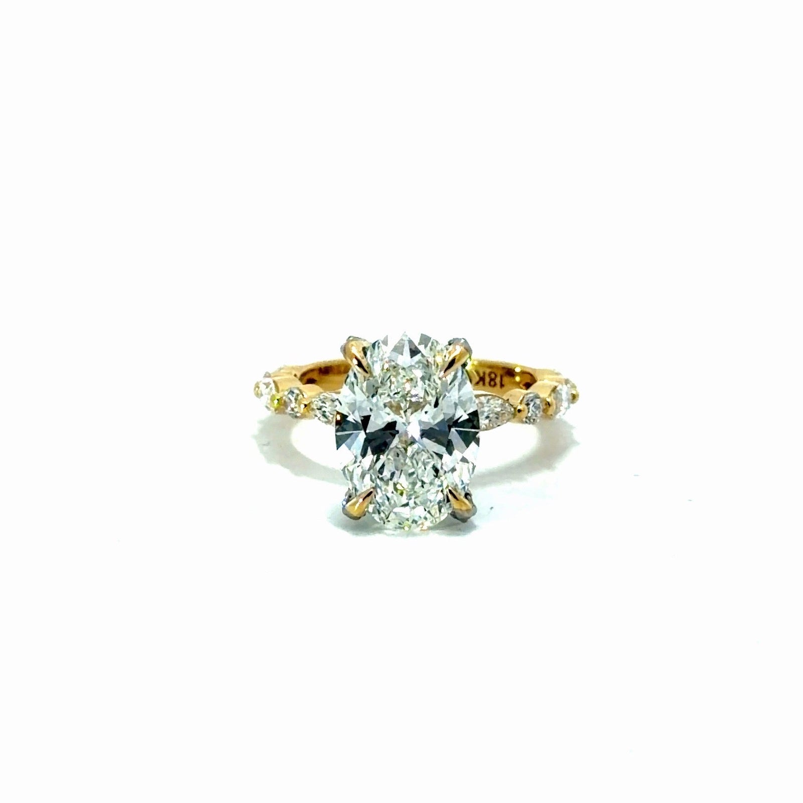 Oval Cut Lab Diamond - Marquise-Round Diamond & Diamond Prong Design - Available in 1.00ct - 7.00ct - Lab Engagement