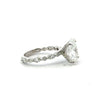 Oval lab diamond ring with marquise and round diamond band, 18k white gold – side profile