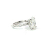 Oval lab diamond ring with marquise station band, 18k white gold – side angle