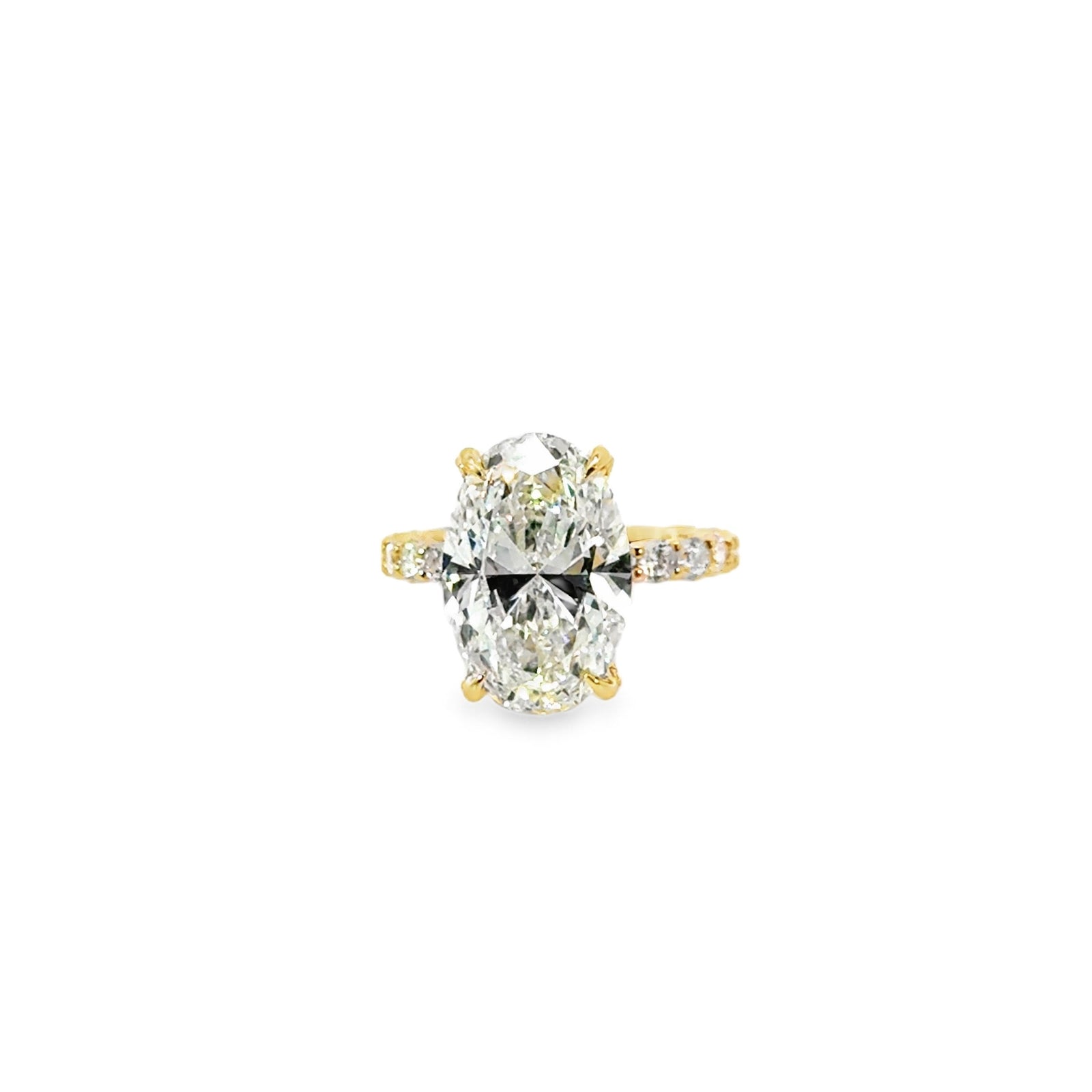 Oval Cut Lab Diamond - Round Diamond Illusion Setting & Diamond Prongs - Available in 1.00ct - 7.00ct - Lab Engagement