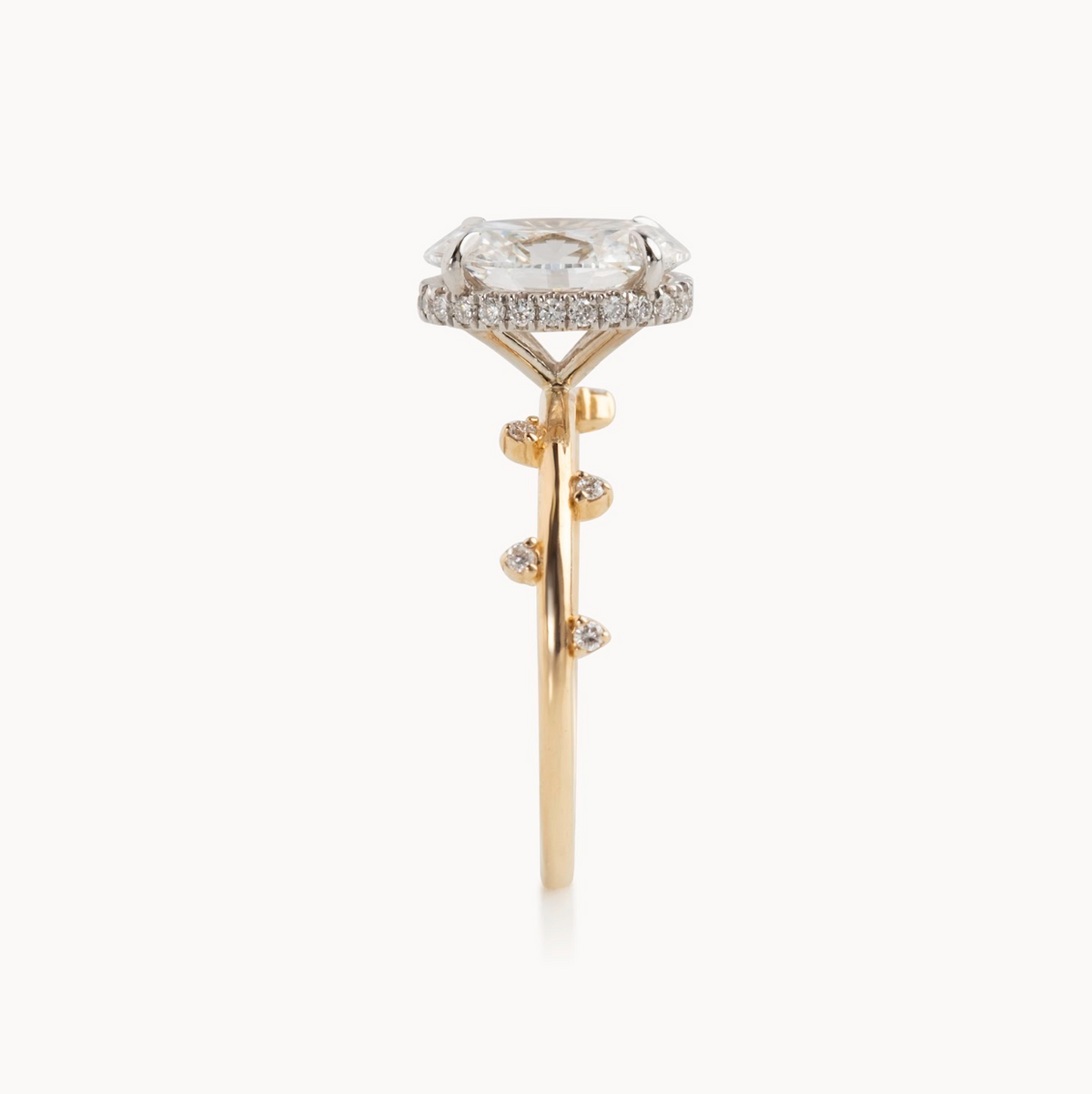 Oval natural diamond engagement ring, 1.50mm tube, floating diamonds & reverse halo design – view 5 of 5