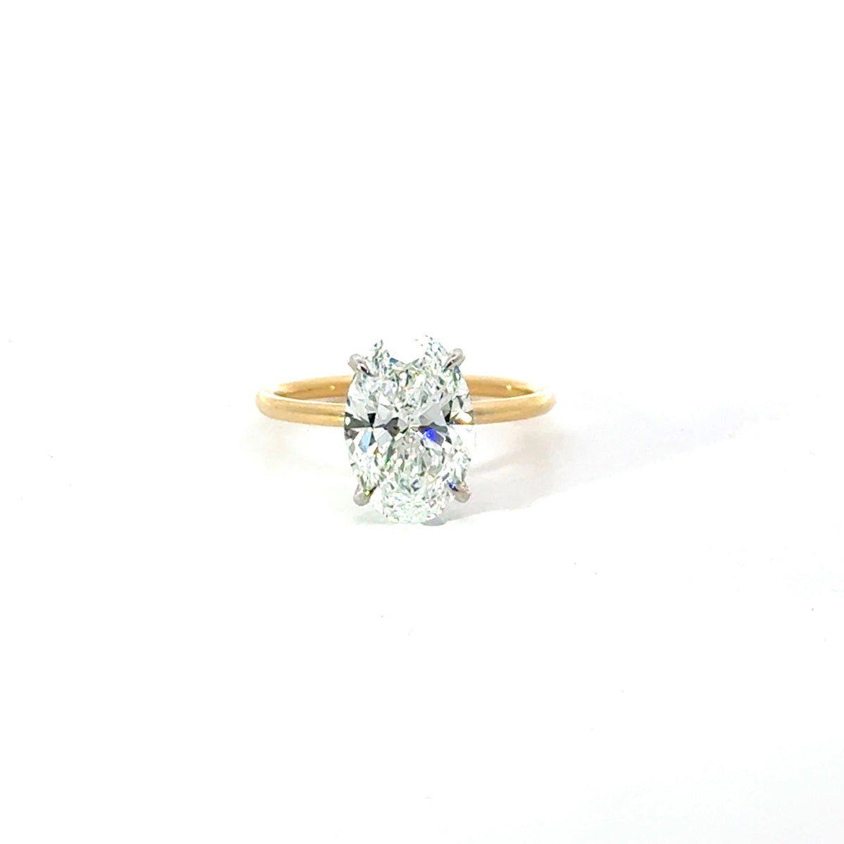 Oval Cut Natural Diamond - Classic 1.50MM Tube Solitaire Design- Available in.80ct - 2.00ct - Hidden Halo Reverse Halo