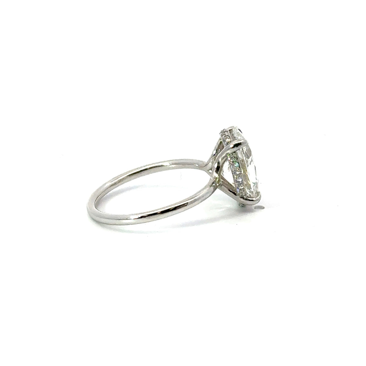 Oval Cut Natural Diamond - Classic 1.50mm Tube Solitaire & Floating Reverse Halo Design- Available in.80ct - 2.00ct