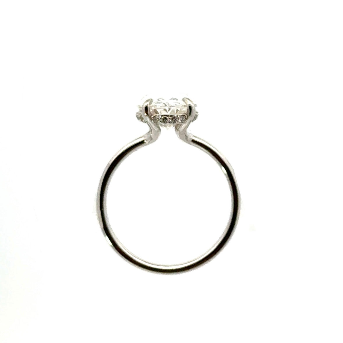 Oval Cut Natural Diamond - Classic 1.50mm Tube Solitaire & Floating Reverse Halo Design- Available in.80ct - 2.00ct