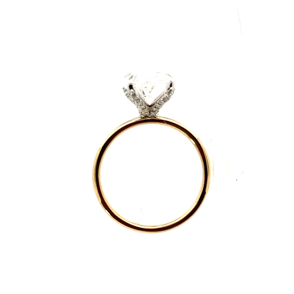 Oval diamond engagement ring, classic 1.50mm tube solitaire & diamond prong design – view 2 of 3