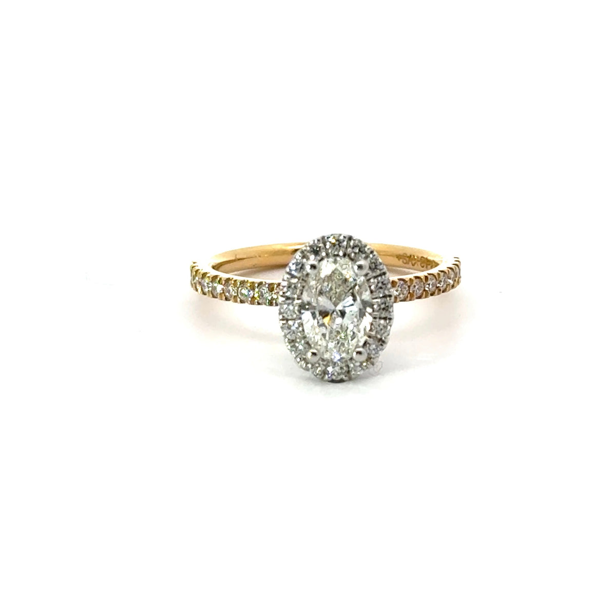 Oval natural diamond engagement ring, classic halo & italian pave design – view 2 of 3