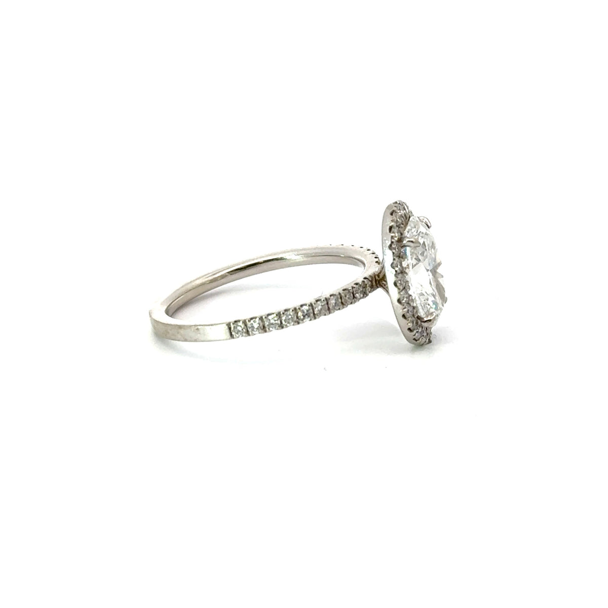 Oval natural diamond engagement ring, classic halo & italian pave design – view 3 of 3