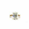 Oval natural diamond engagement ring, 1/4 diamond shank with plain gold head – view 2 of 4