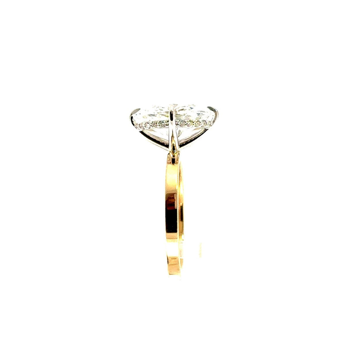 Oval natural diamond engagement ring, 2mm cigar band with reverse halo – view 2 of 3