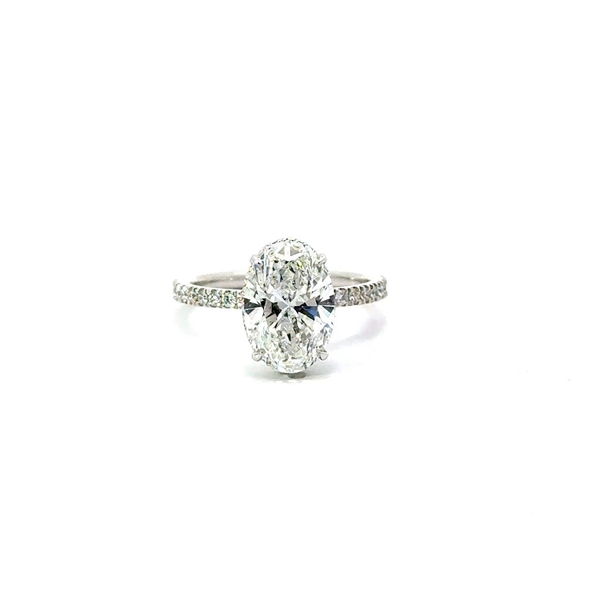 Oval Cut Natural Diamond - Italian Pave & Reverse Halo Design - Available in.80ct - 2.00ct - Hidden Halo Reverse Halo