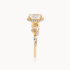 Oval natural diamond engagement ring, marquise, round leaf motif & reverse halo design – view 6 of 6