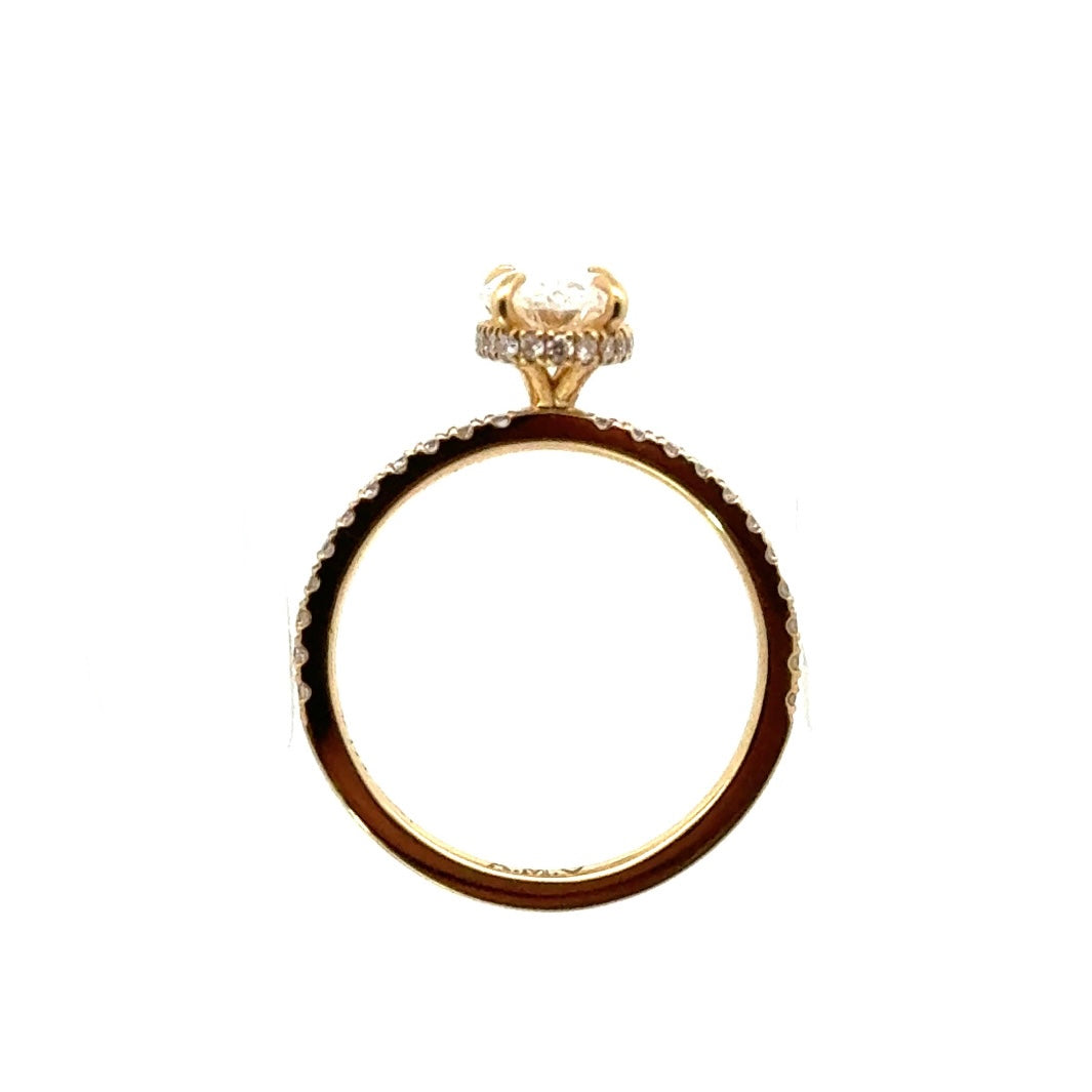 Oval Cut Reverse Halo and Italian Pave Engagement Ring Design- Choice of.50ct /.80ct / 1.00ct or 1.20ct Centre Diamond