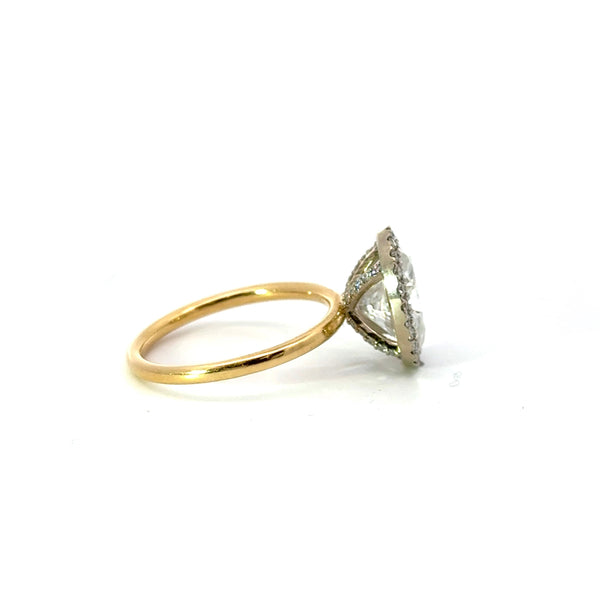 Oval Cut Seamless Halo with 1.50MM Plain Tube Shank Engagement Ring De ...