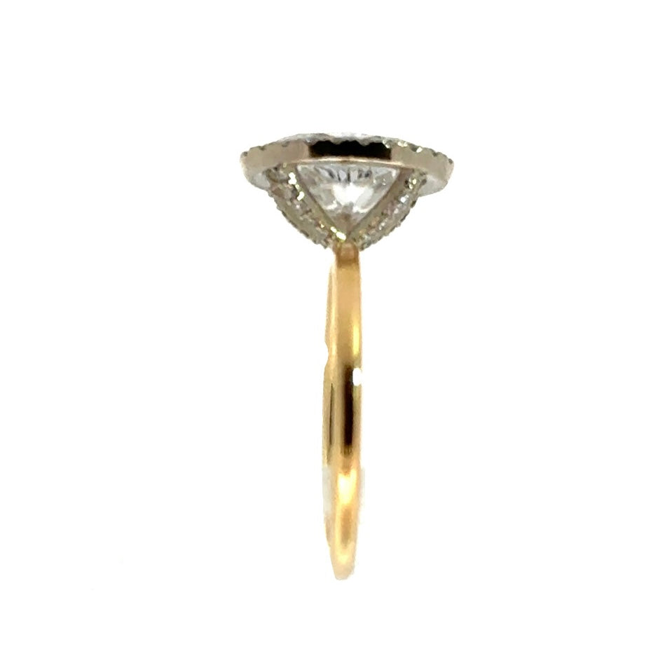 Oval Cut Seamless Halo with 1.50MM Plain Tube Shank Engagement Ring Design- Choice of.50ct /.80ct / 1.00ct or 1.20ct