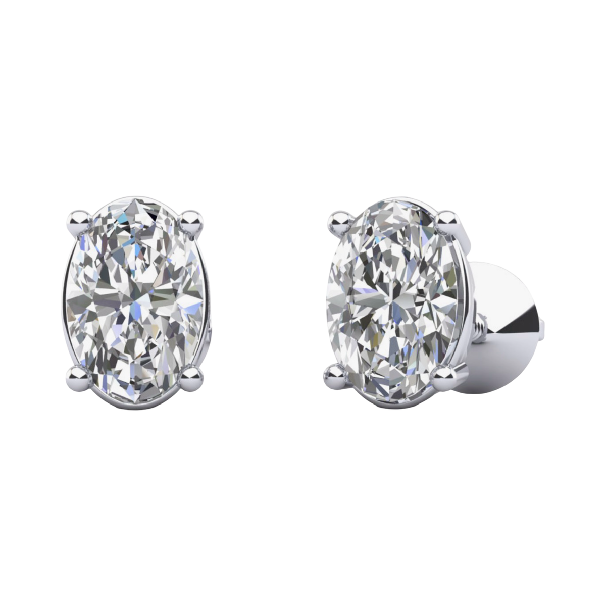 Oval Cut Stud Earrings - Available in.50ct - 2.00ct - Lab or Natural Diamond Earrings