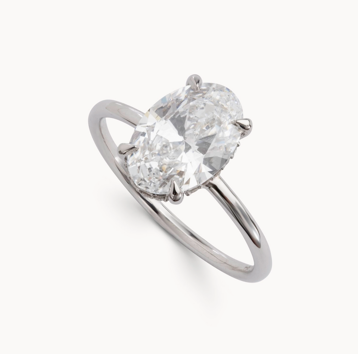 Oval Cut with Reverse Halo Design - Choice of.50ct /.80ct / 1.00ct or 1.20ct Centre Diamond - Hidden Halo Reverse Halo