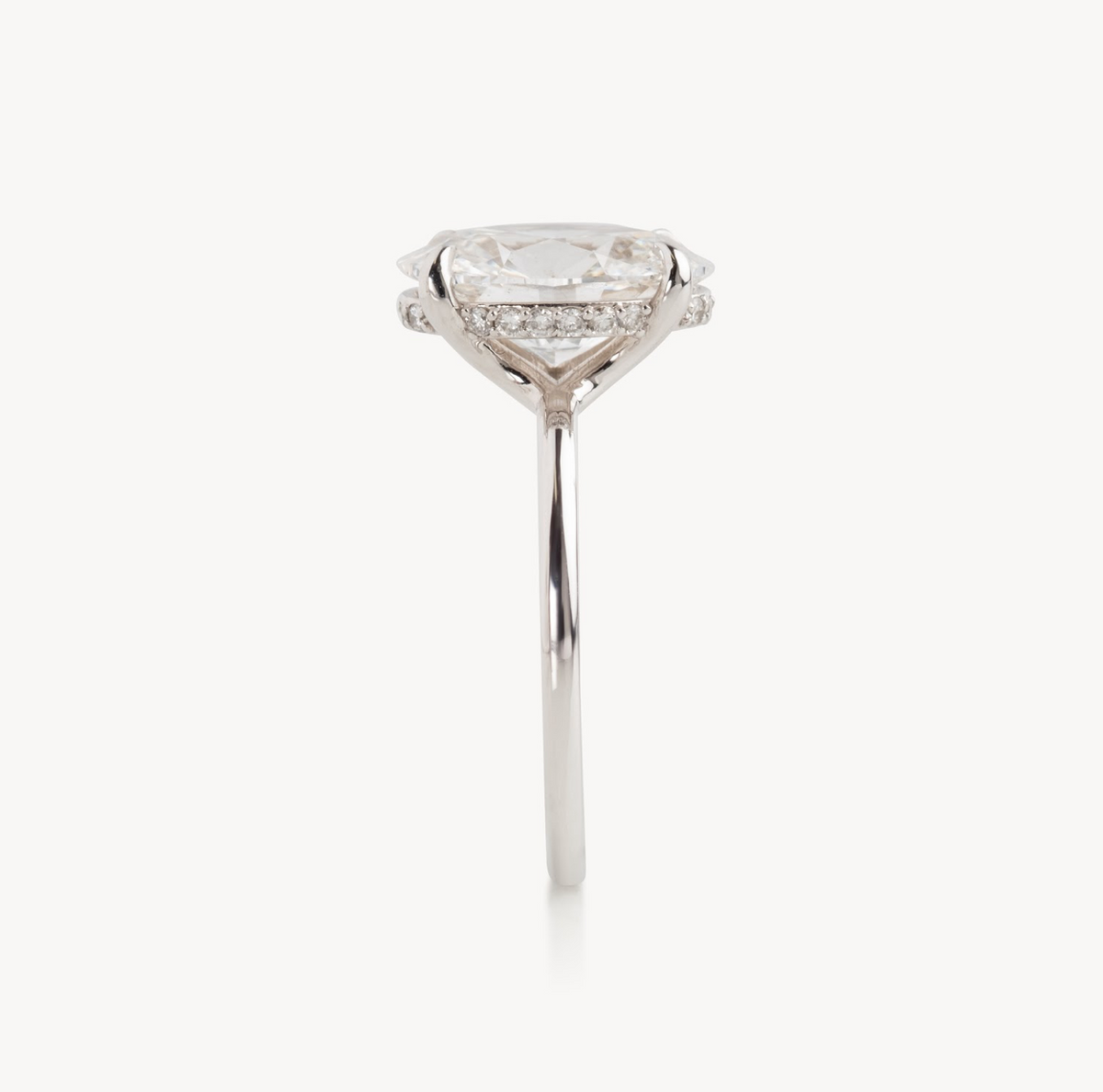 Oval Cut with Reverse Halo Design - Choice of.50ct /.80ct / 1.00ct or 1.20ct Centre Diamond - Hidden Halo Reverse Halo