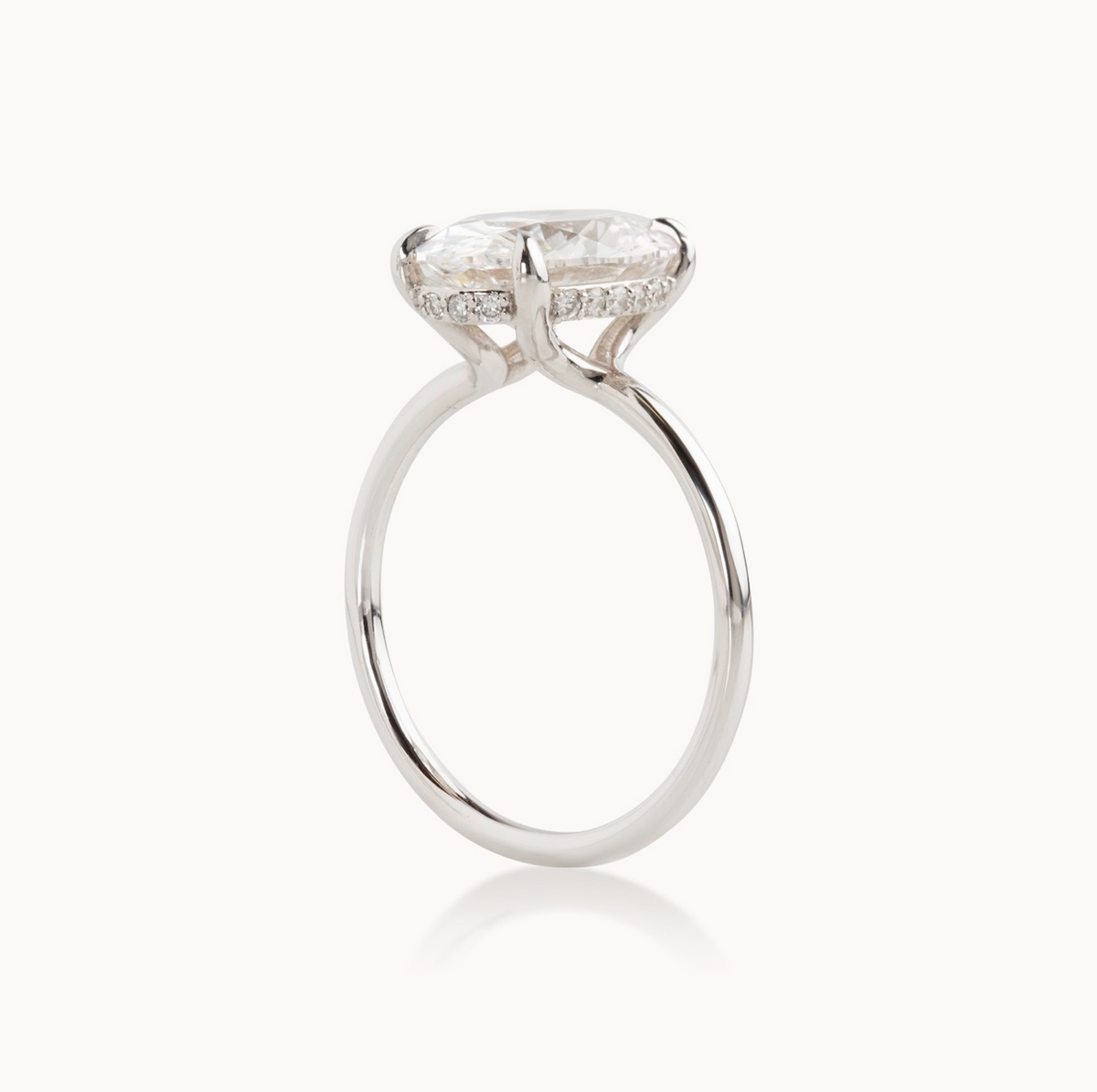 Oval Cut with Reverse Halo Design - Choice of.50ct /.80ct / 1.00ct or 1.20ct Centre Diamond - Hidden Halo Reverse Halo