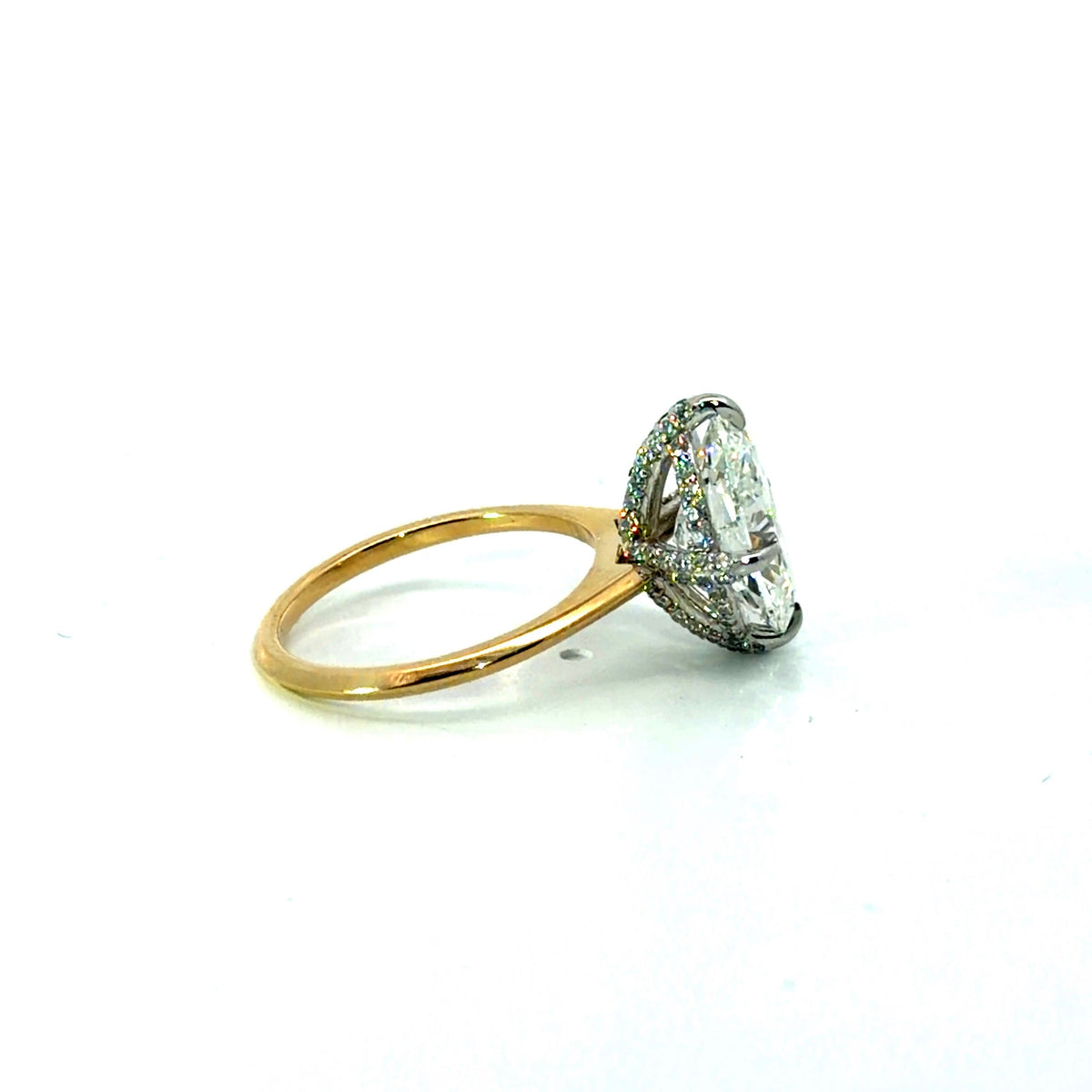 Oval CutNatural Diamond - 1.50MM Knife Edge & Reverse Halo Design - Available in.80ct - 2.00ct - Lab Engagement Ring