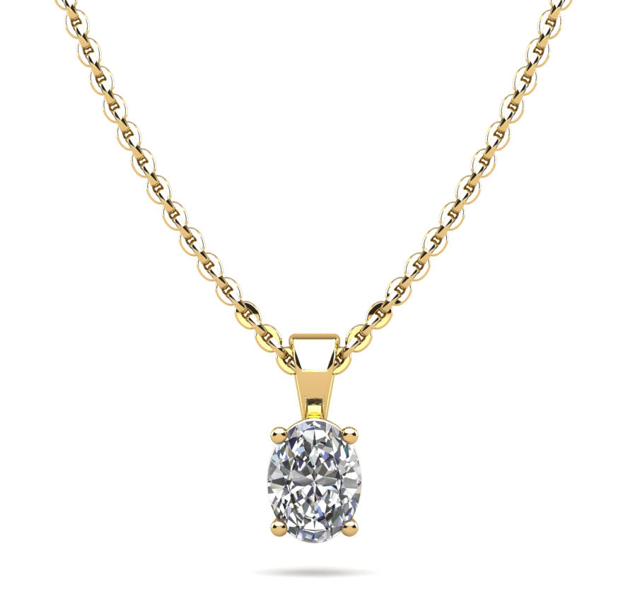 Oval Shaped Classic Diamond Pendant- Choice of Natural or Lab Diamonds -.50ct to 1.00ct - Lab Natural Necklace